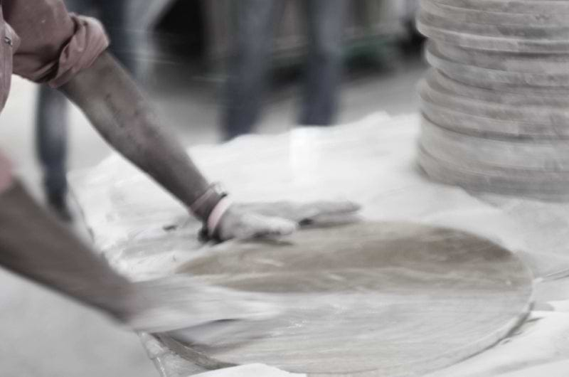 busy hands of a wood polisher