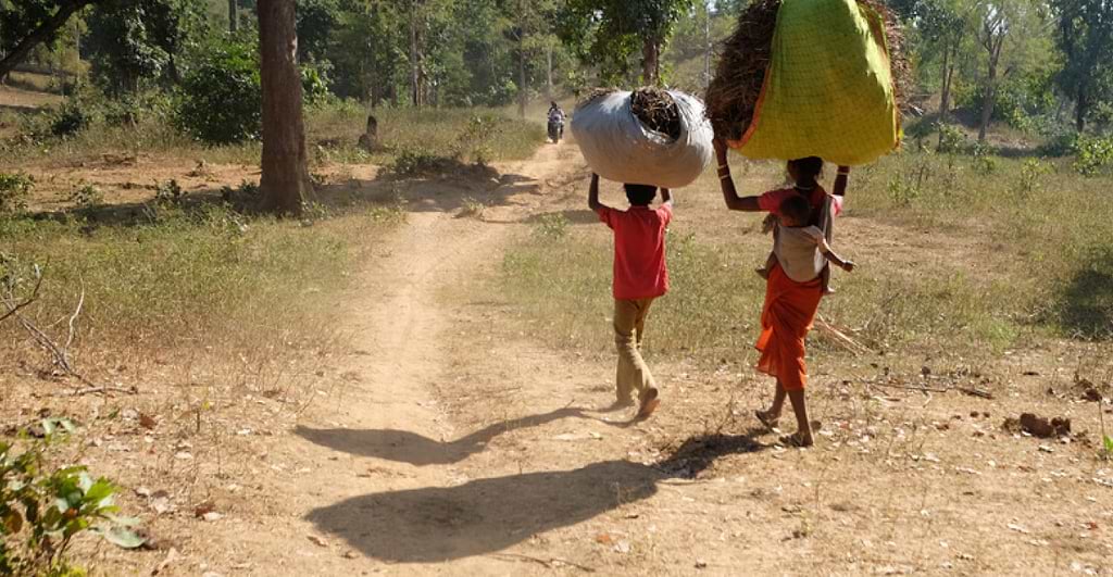 Indian landscape with women carrying water