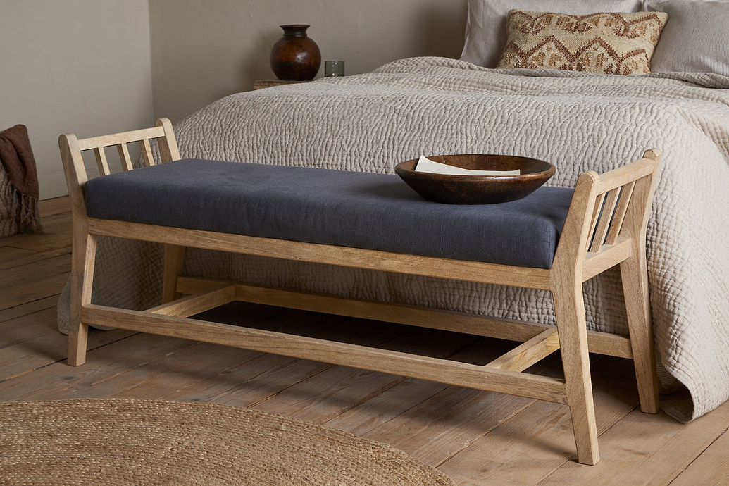Avanthi Upholstered Sleigh Bench - Charcoal