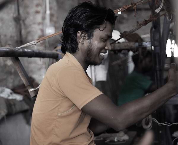 Indian artisan hand-weaving 