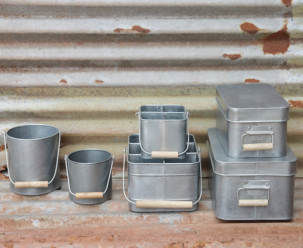 Aluminium metal storage pots and boxes