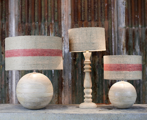 Mango wood lamps with lampshades