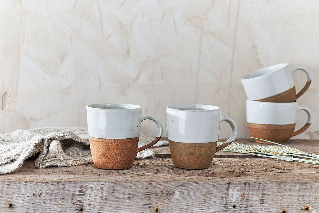 Terracotta and Cream Ceramic Mug