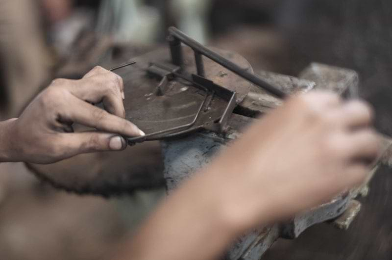 metal worker at work close up