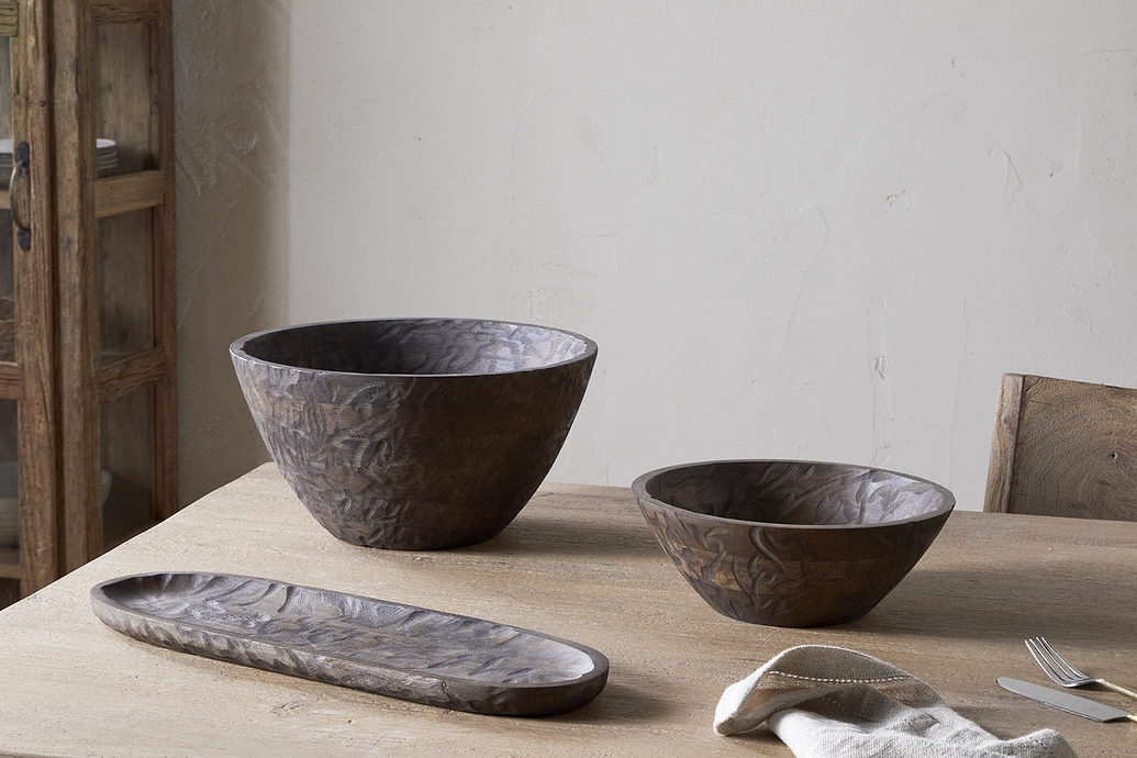 Nyati Wooden Serving Bowl - Dark Brown - Small