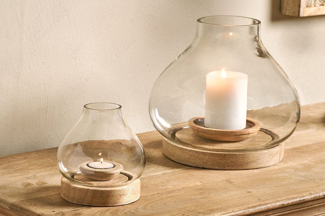 Naryla Mango Wood Lantern - Natural
