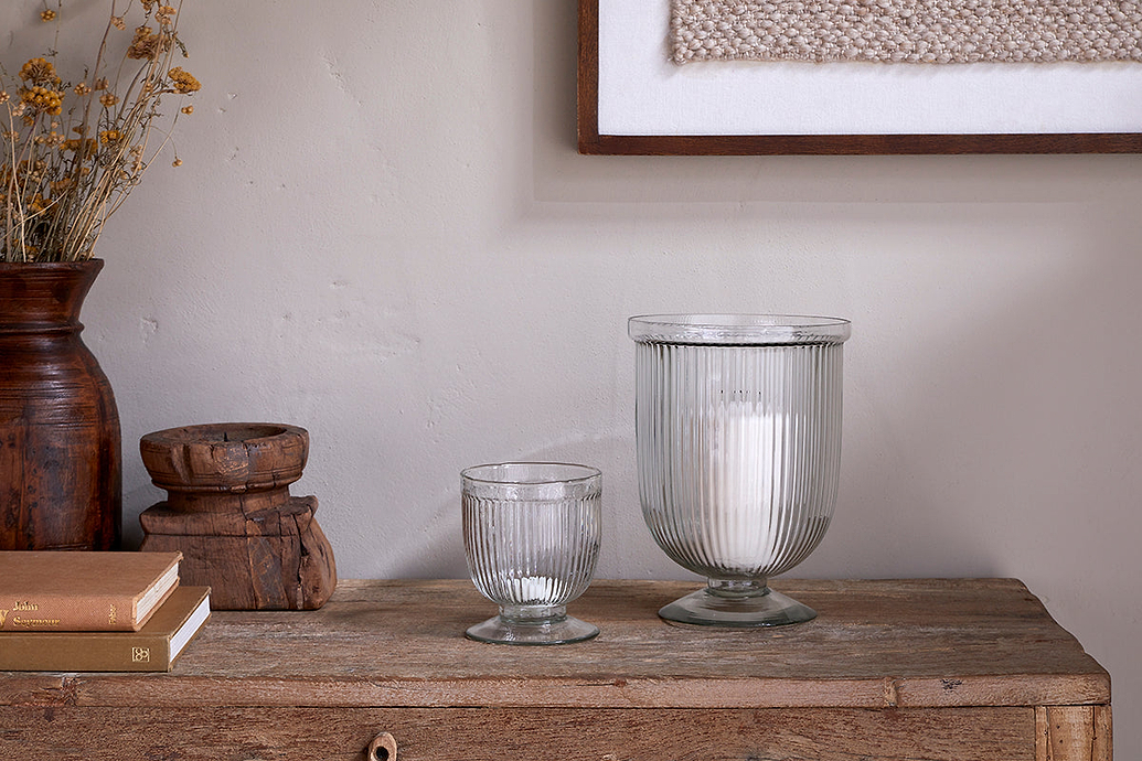 Nia Recycled Glass Candle Holder - Clear
