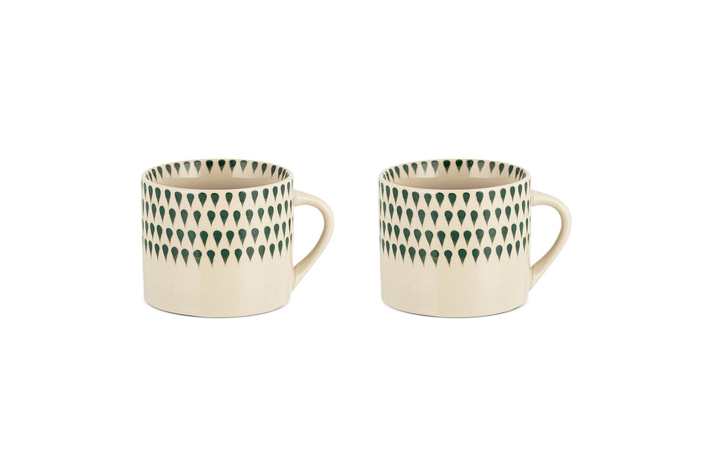 Juniper Drop Mug - Cream & Juniper - Small (Set of 2)