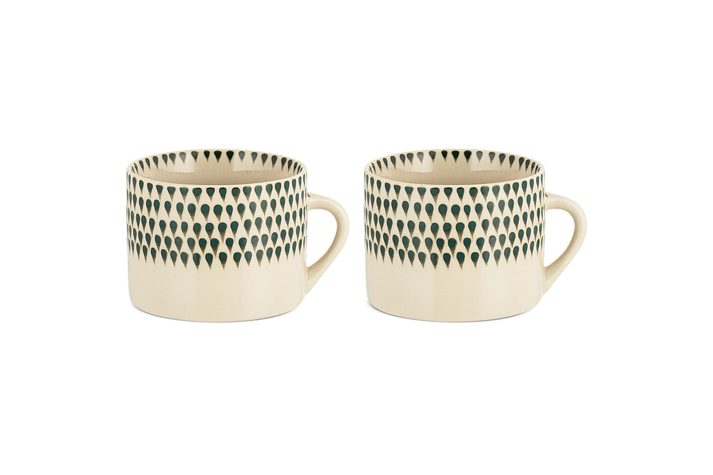 Juniper Drop Mug - Cream & Juniper - Large (Set of 2)