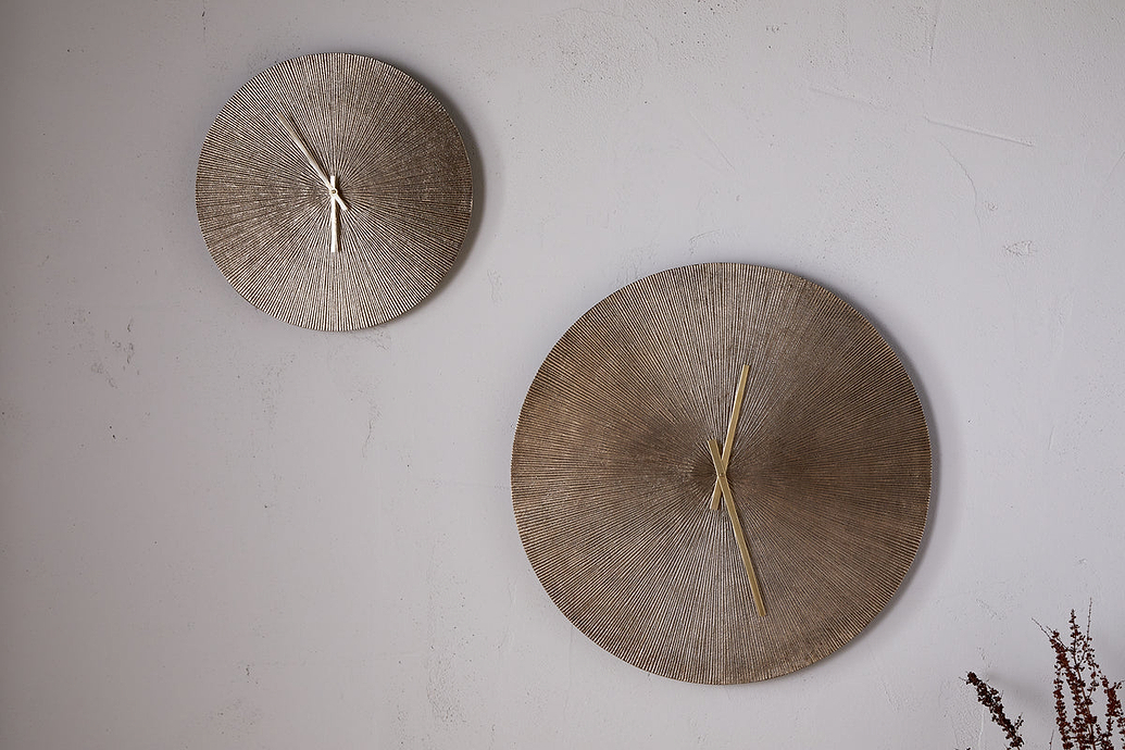 Zuwena Etched Wall Clock - Antique Brass