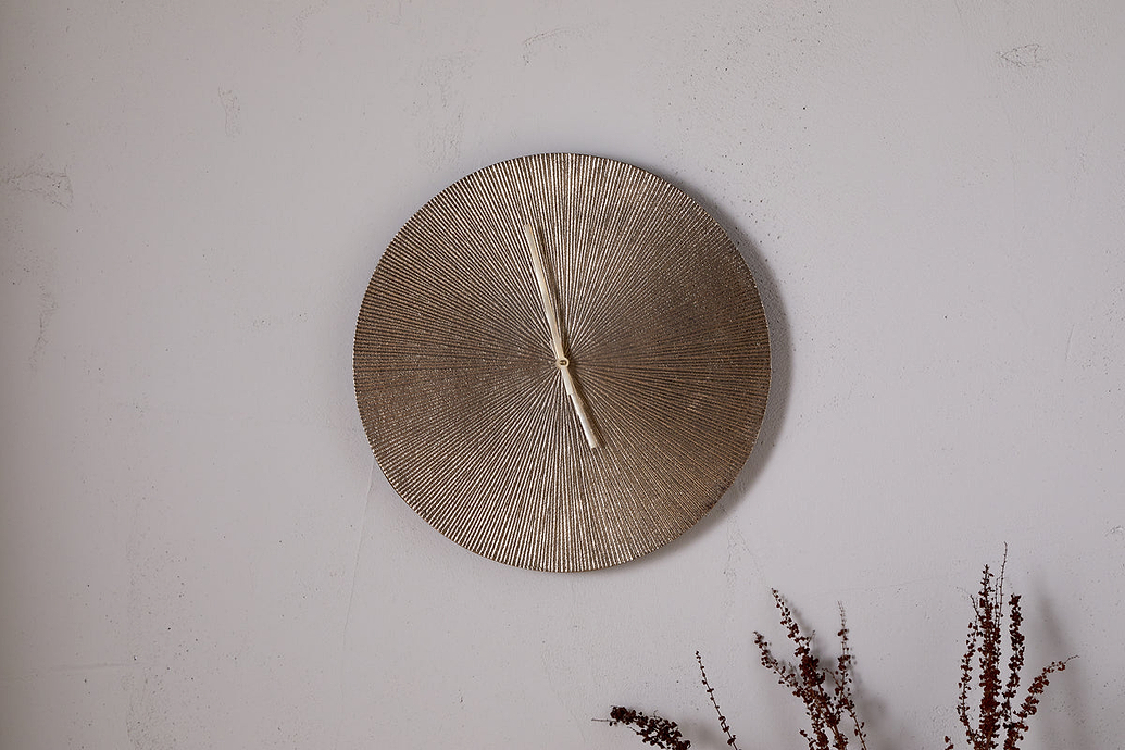 Zuwena Etched Wall Clock - Antique Brass