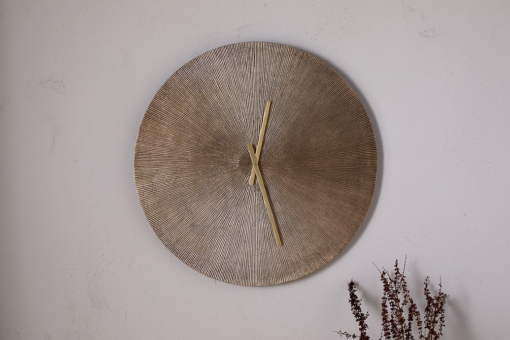 Zuwena Etched Wall Clock - Antique Brass