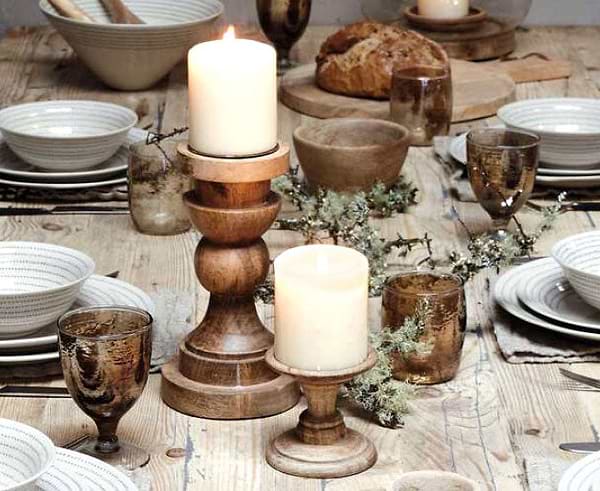 dinner tableware and candles