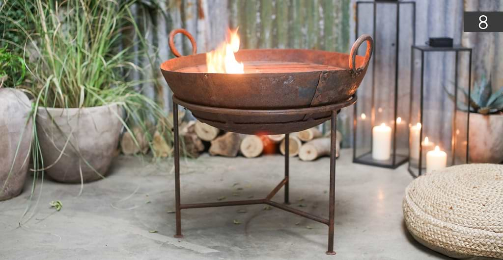 Reclaimed Iron Kadai With Grill