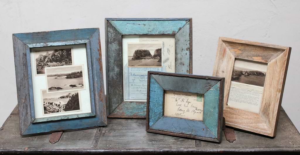 Blue reclaimed photo frames