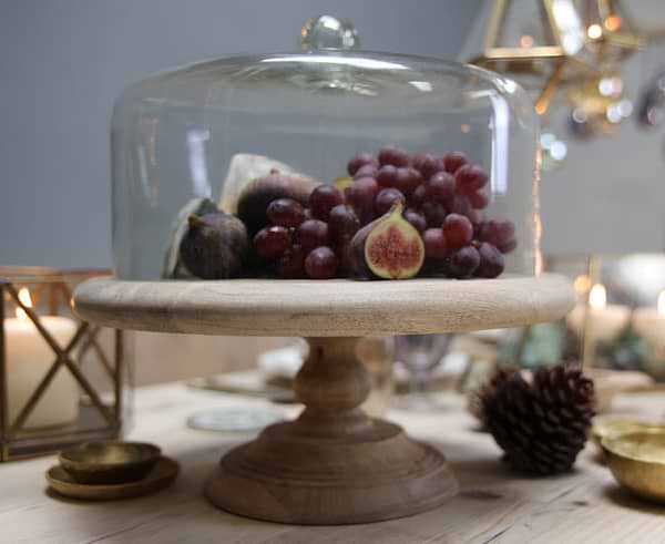 Glass food dome with fruit in