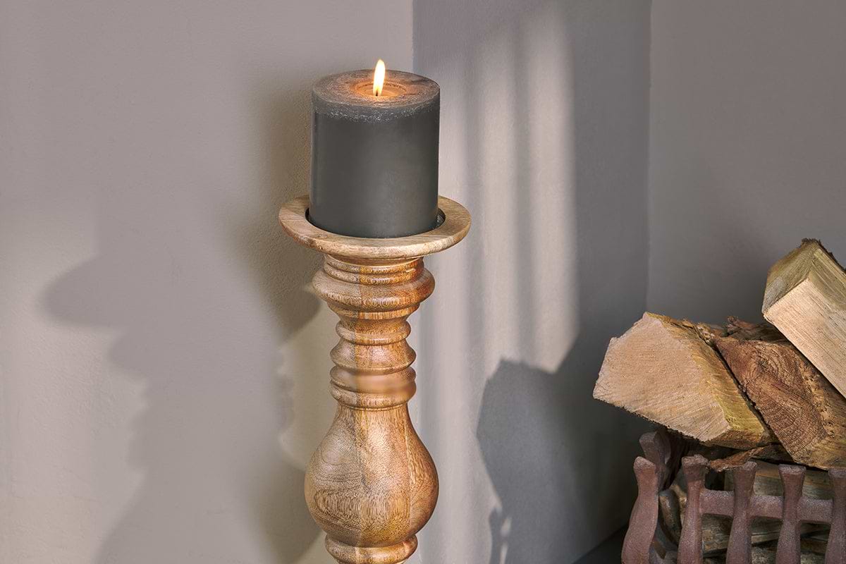Set of 2 Sadel Mango Wood Candlesticks - SKLUM