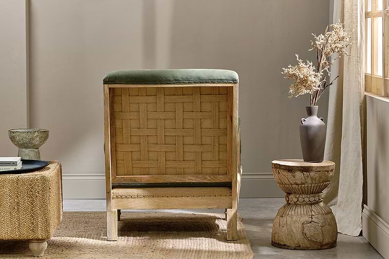 Abe Deconstructed Linen Armchair - Olive