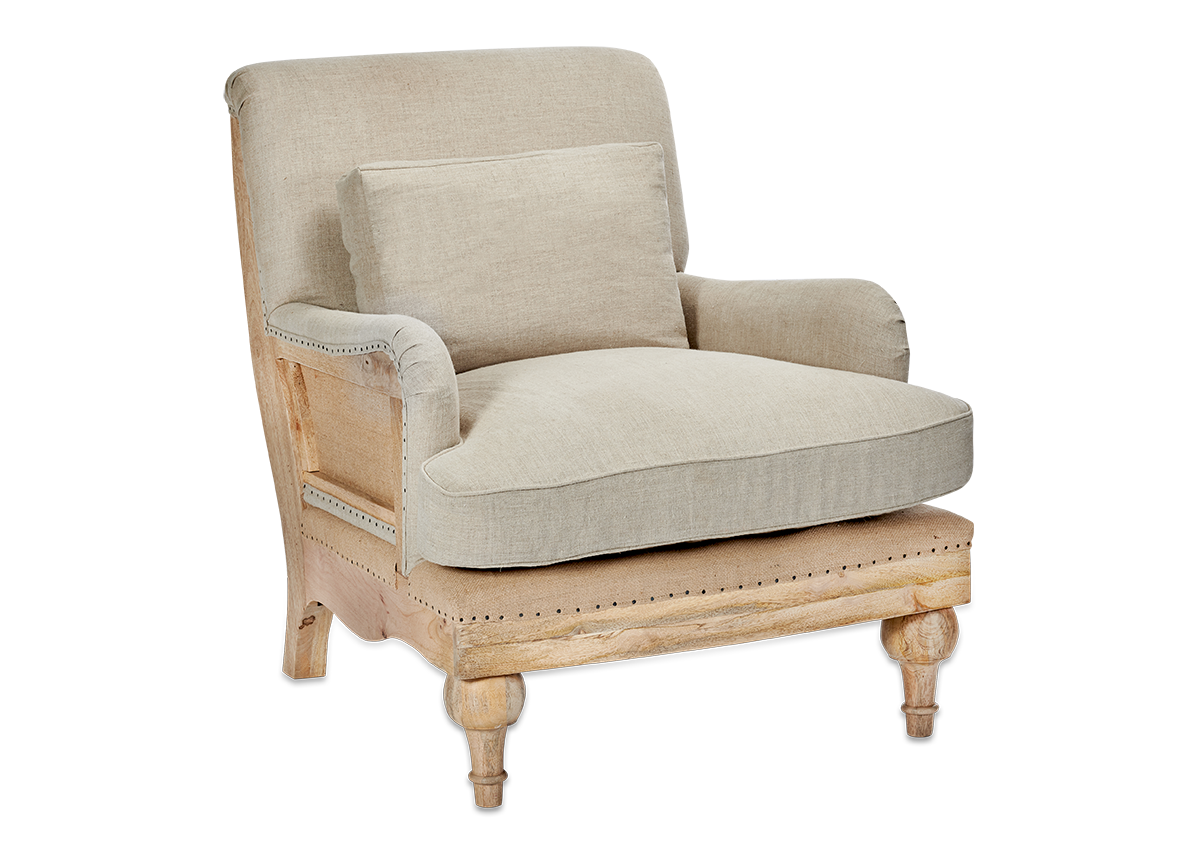 Abe Deconstructed Linen Armchair - Stone