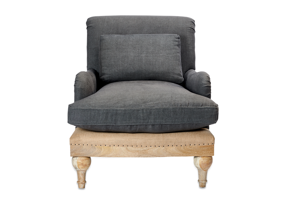 Abe Deconstructed Linen Armchair - Charcoal