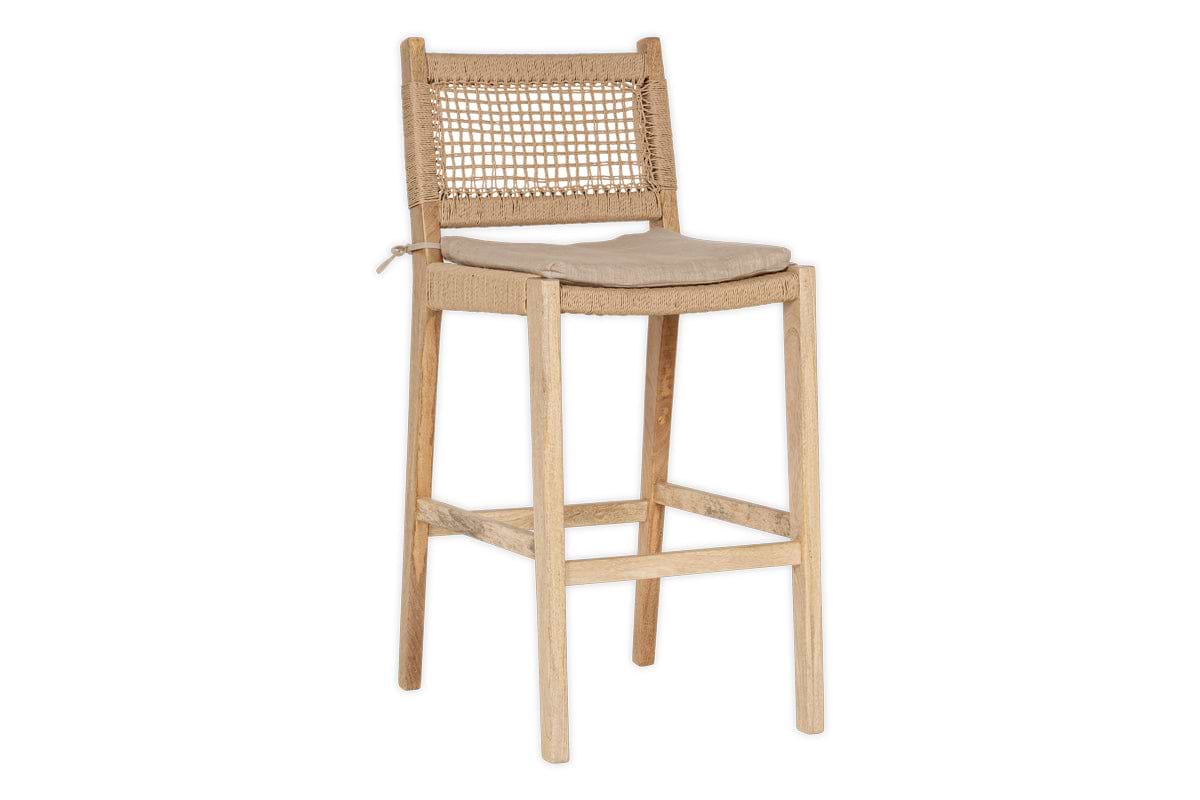 Aamani Mango Wood & Cord Counter Chair - Natural-nkuku