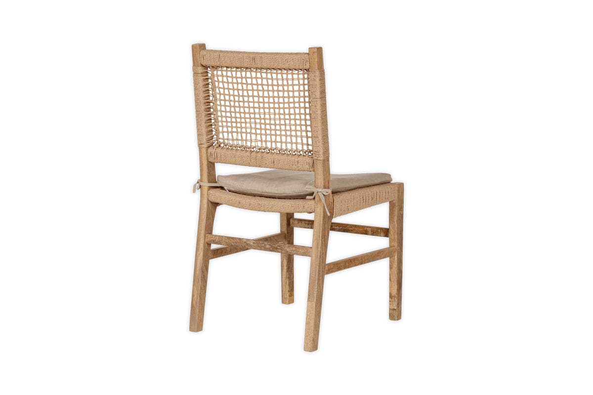 Aamani Mango Wood & Cord Dining Chair - Natural-nkuku