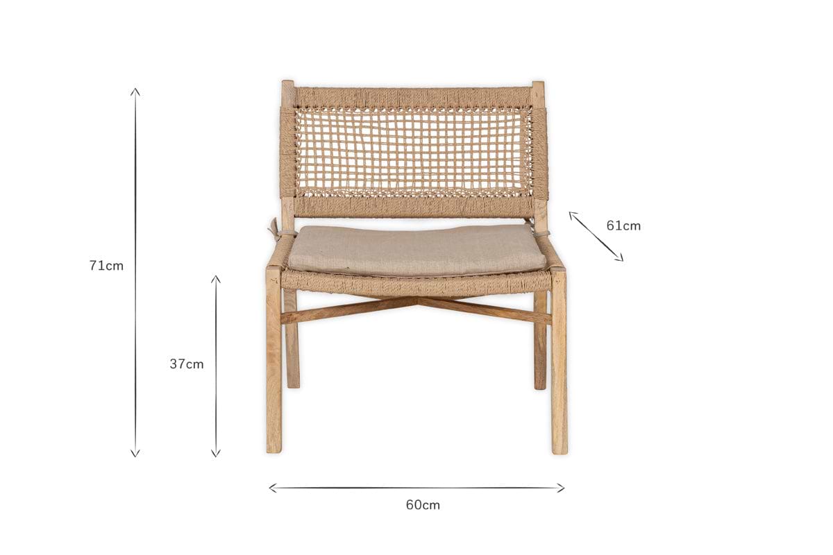 Aamani Mango Wood & Cord Occasional Chair - Natural-nkuku