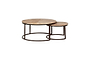 Aasha Carved Mango Wood & Iron Nesting Coffee Tables - Natural - (Set of 2)-nkuku