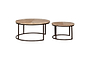 Aasha Carved Mango Wood & Iron Nesting Coffee Tables - Natural - (Set of 2)-nkuku