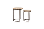 Aasha Carved Mango Wood & Iron Nesting Side Tables - Natural - (Set of 2)-nkuku