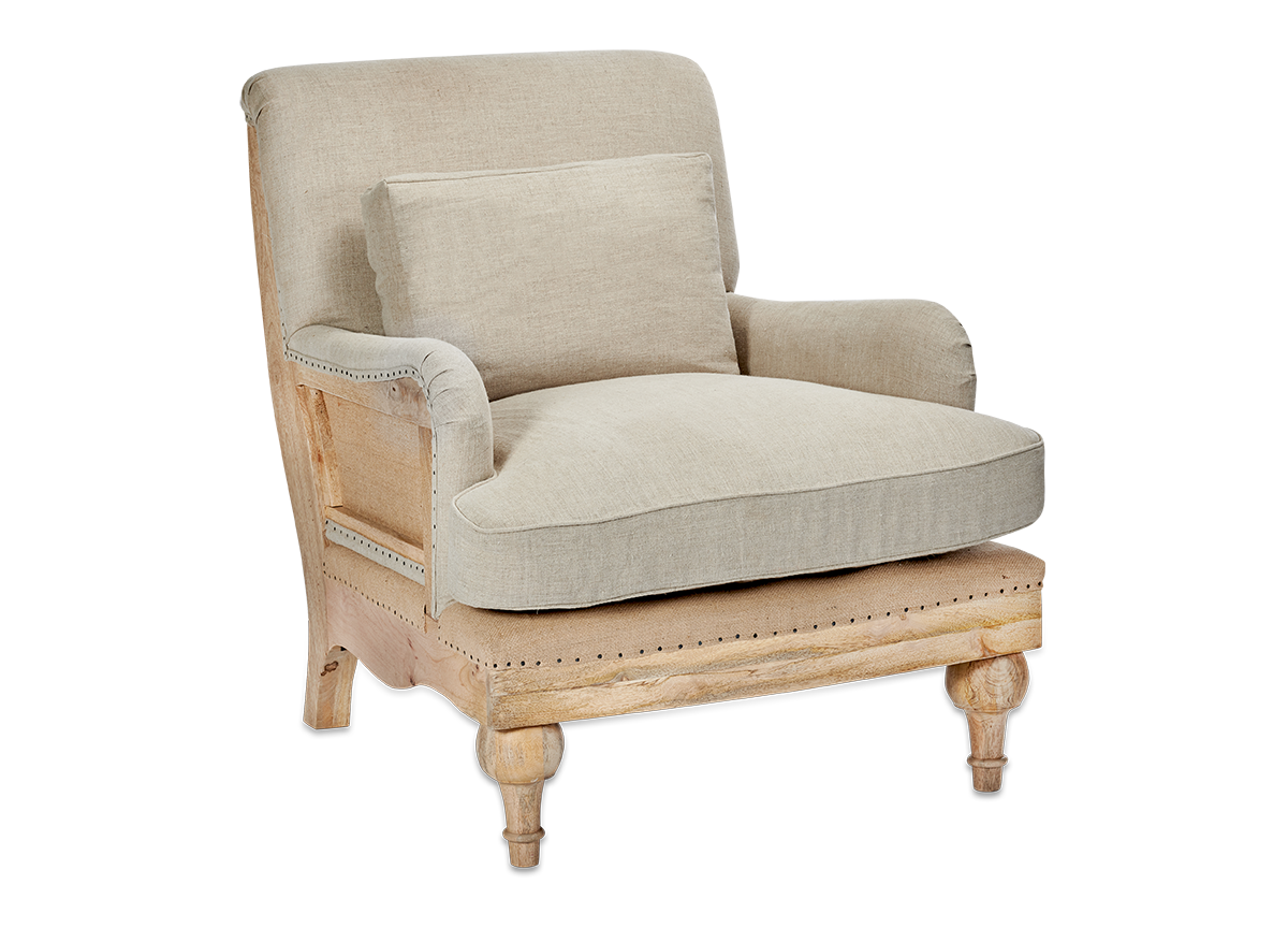 Abe Deconstructed Linen Armchair - Stone- nkuku