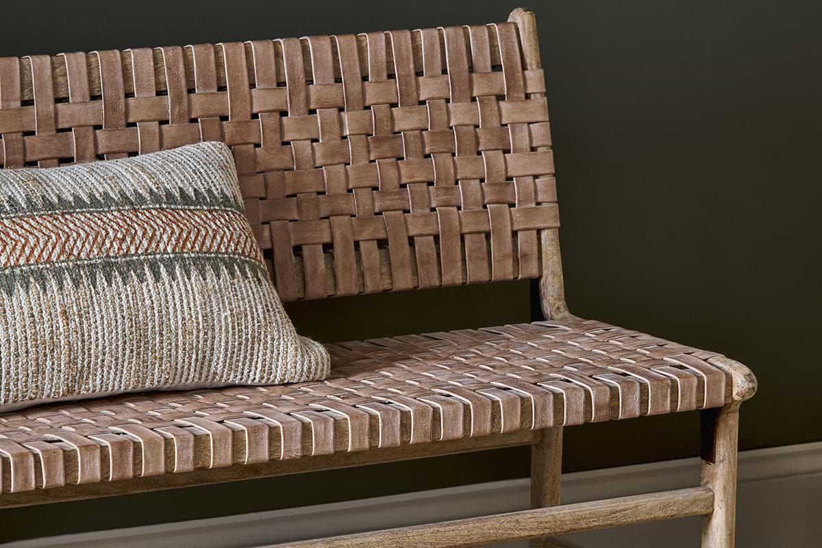 Adembi Woven Leather Bench