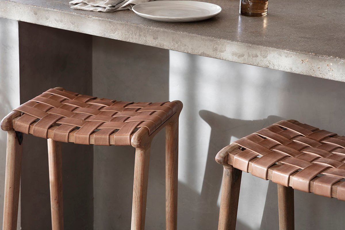 Adembi Woven Leather Counter Stool-nkuku