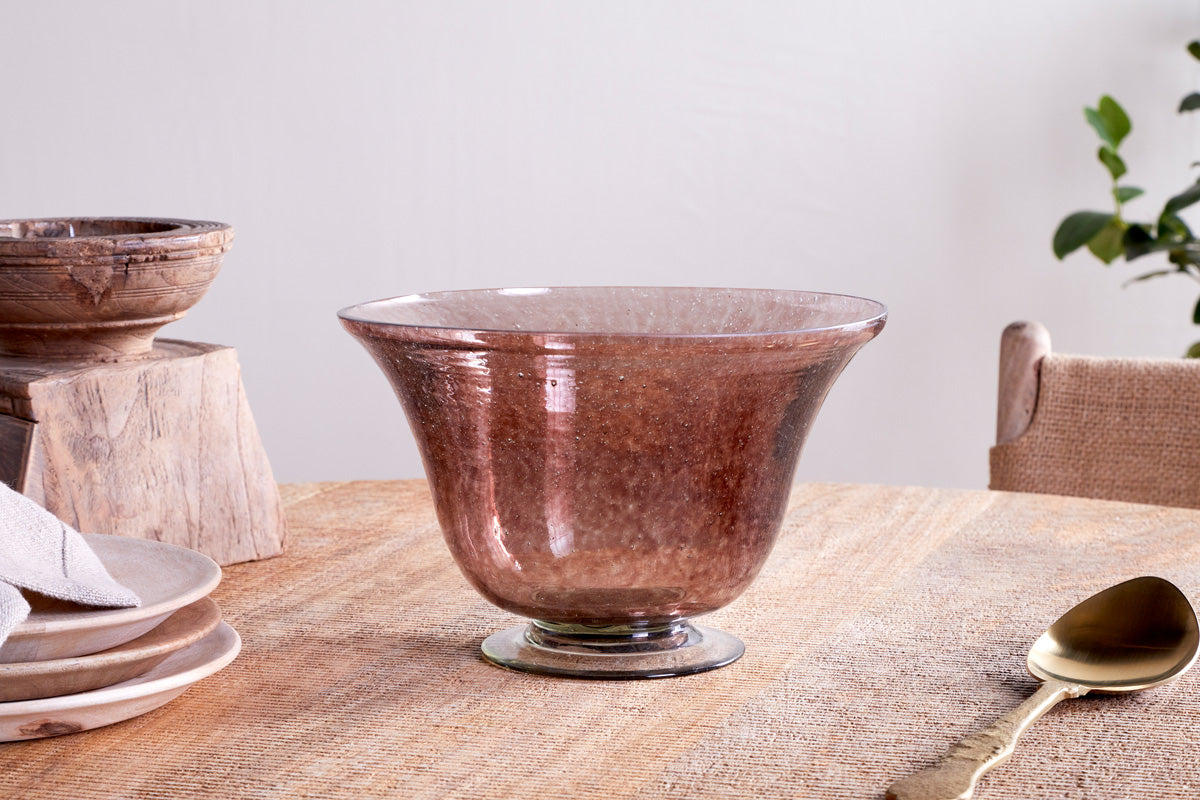 Aderonke Glass Bowl - Plum-nkuku