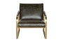 Adra Leather & Brass Occasional Chair - Moss Green- nkuku