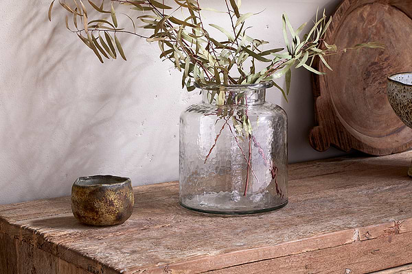 Akra Recycled Glass Vase - Clear-nkuku