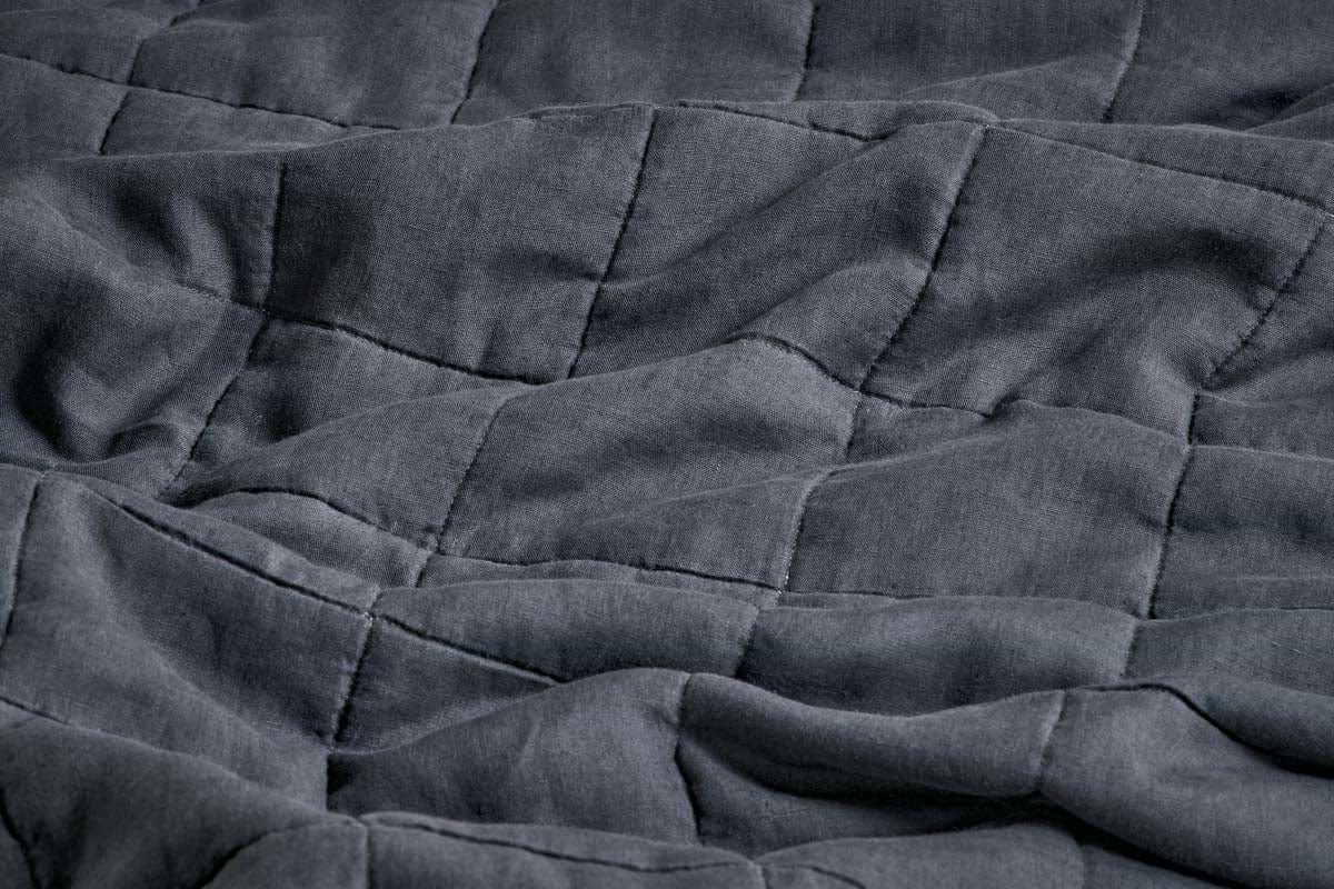 Amar Linen Bed Quilt - Charcoal-nkuku