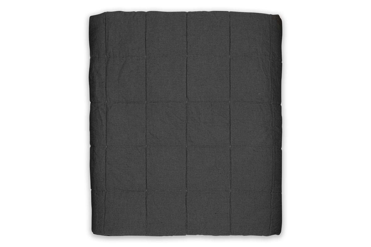 Amar Linen Bed Quilt - Charcoal-nkuku