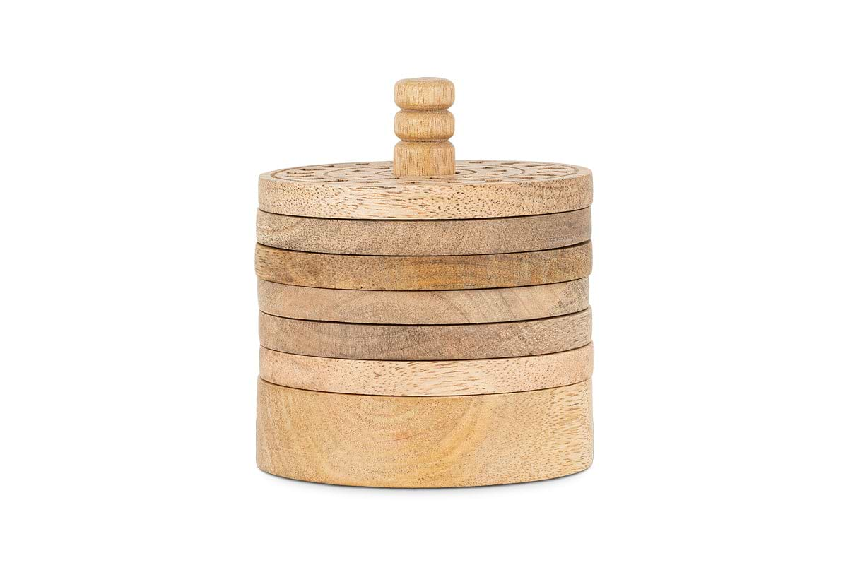 Anali Mango Wood Coasters - Natural-nkuku