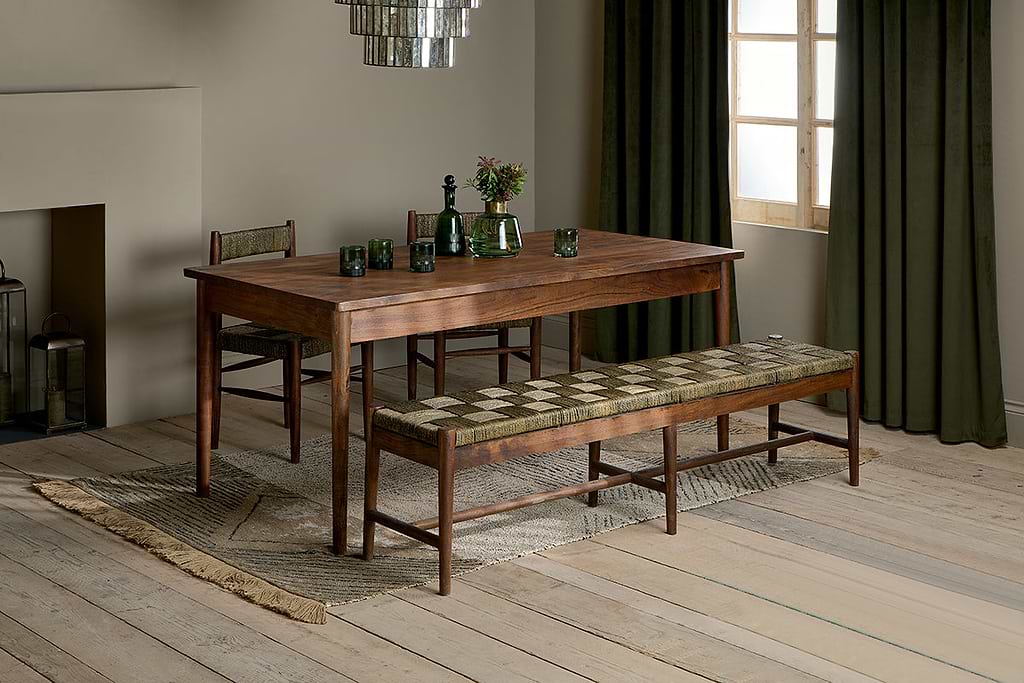 Anbu Acacia Dining Table - Washed Walnut