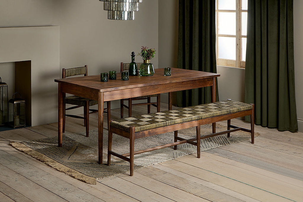 Anbu Acacia Dining Table - Washed Walnut
