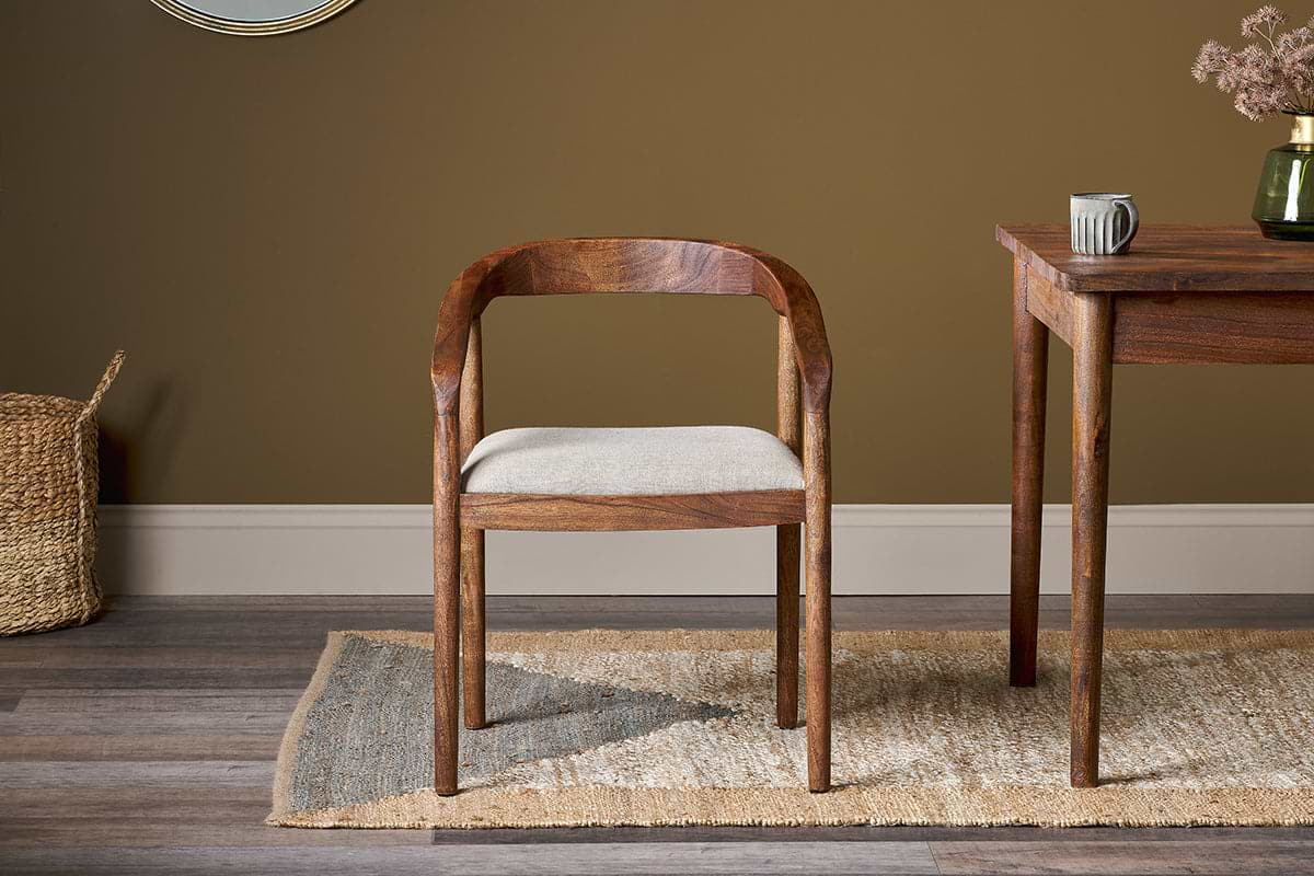 Anbu Acacia Upholstered Dining Chair - Washed Walnut-nkuku