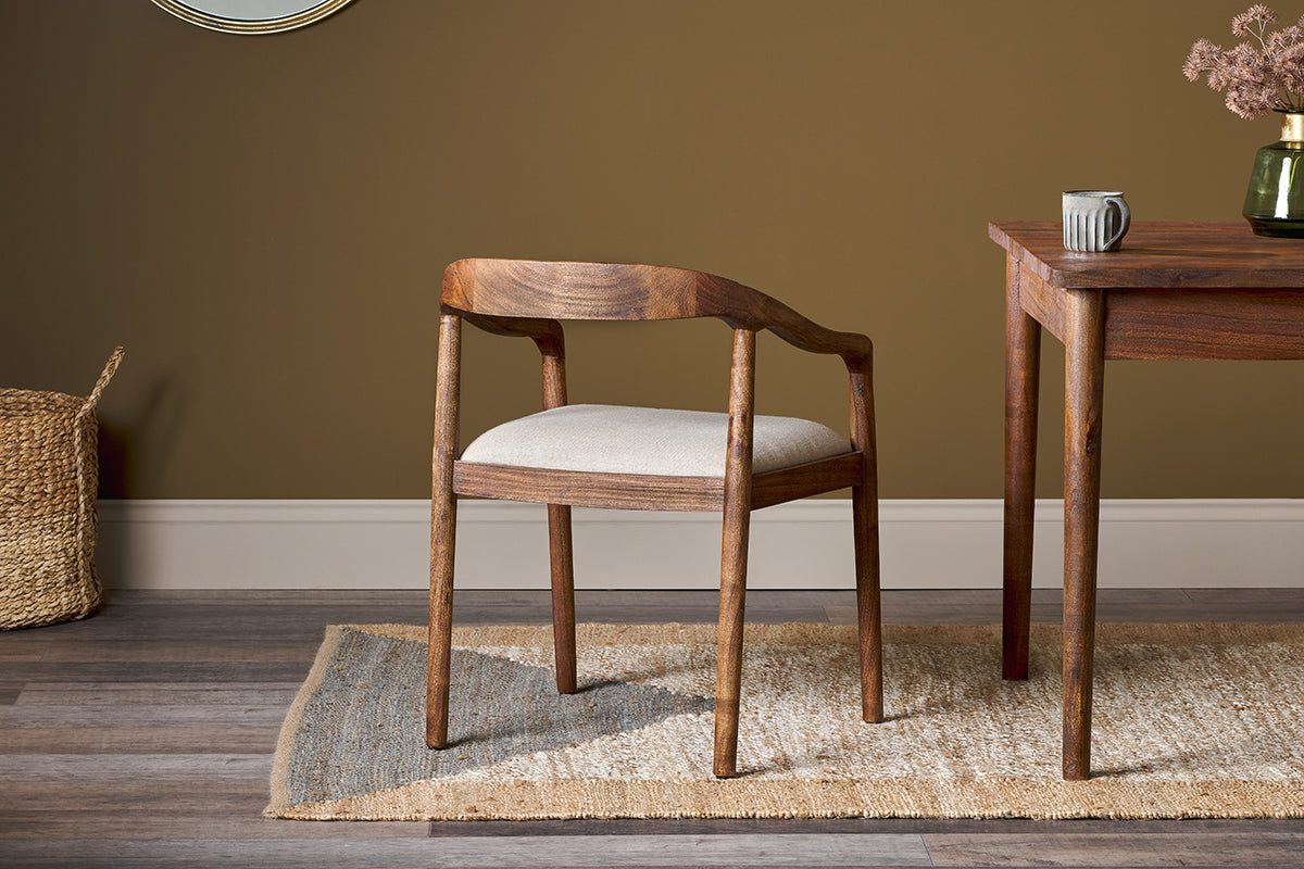 Anbu Acacia Upholstered Dining Chair - Washed Walnut-nkuku