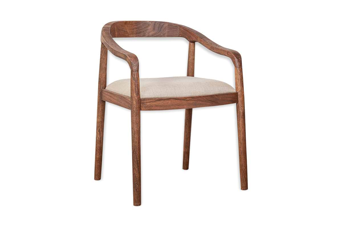 Anbu Acacia Upholstered Dining Chair - Washed Walnut-nkuku