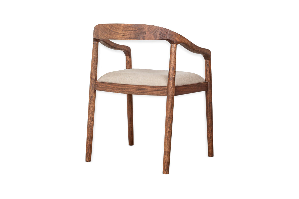 Anbu Acacia Upholstered Dining Chair - Washed Walnut-nkuku