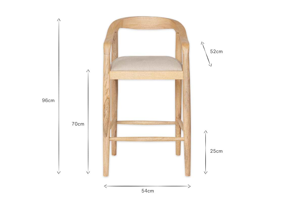 Anbu Mango Wood Upholstered Counter Chair - Natural-nkuku