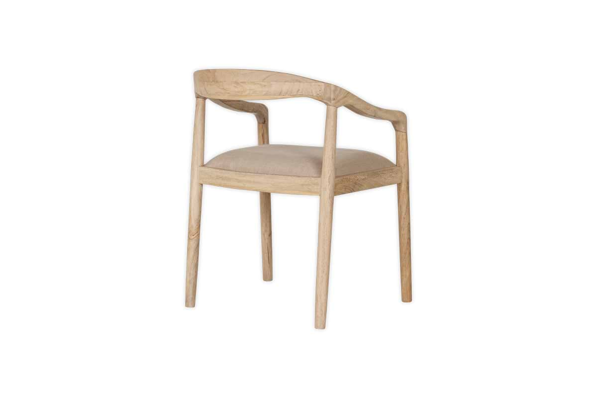 Anbu Mango Wood Upholstered Dining Chair - Natural-nkuku