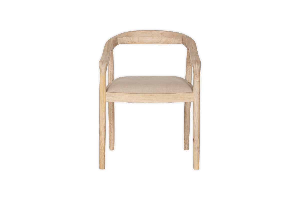 Anbu Mango Wood Upholstered Dining Chair - Natural-nkuku