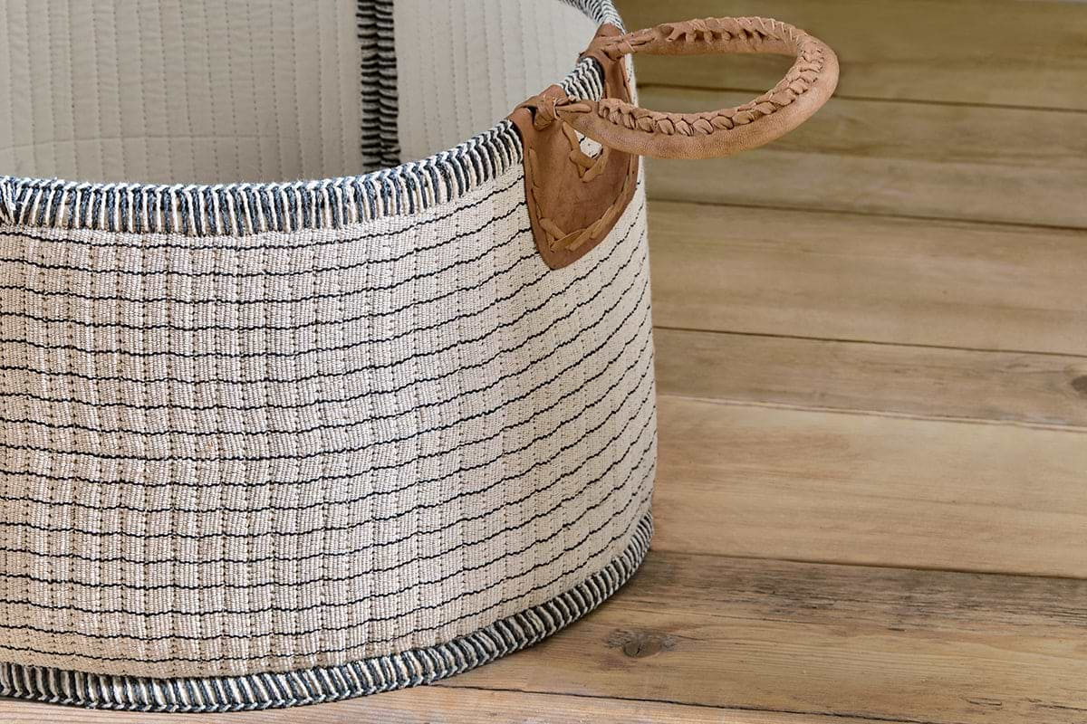 Anjuli Jute & Cotton Basket - Off White & Black-nkuku