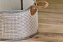 Anjuli Jute & Cotton Basket - Off White & Black-nkuku